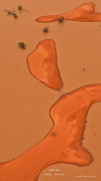 Ilhas no deserto da Arábia Saudita após chuvas intensas em dezembro de 2018. via Twitter